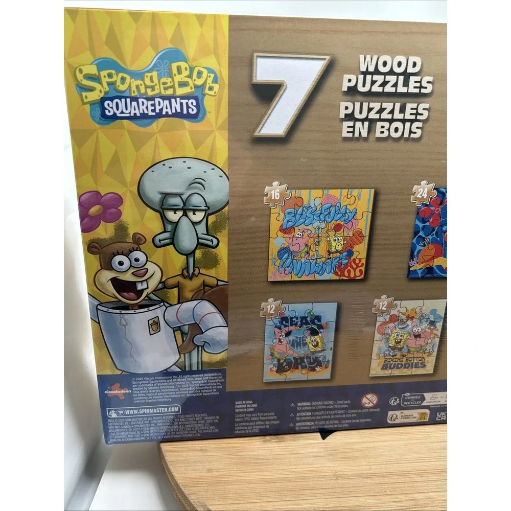NEW‎ SpongeBob SquarePants 7 Wood Puzzles Nickelodeon Ages 4+ Spin Masters